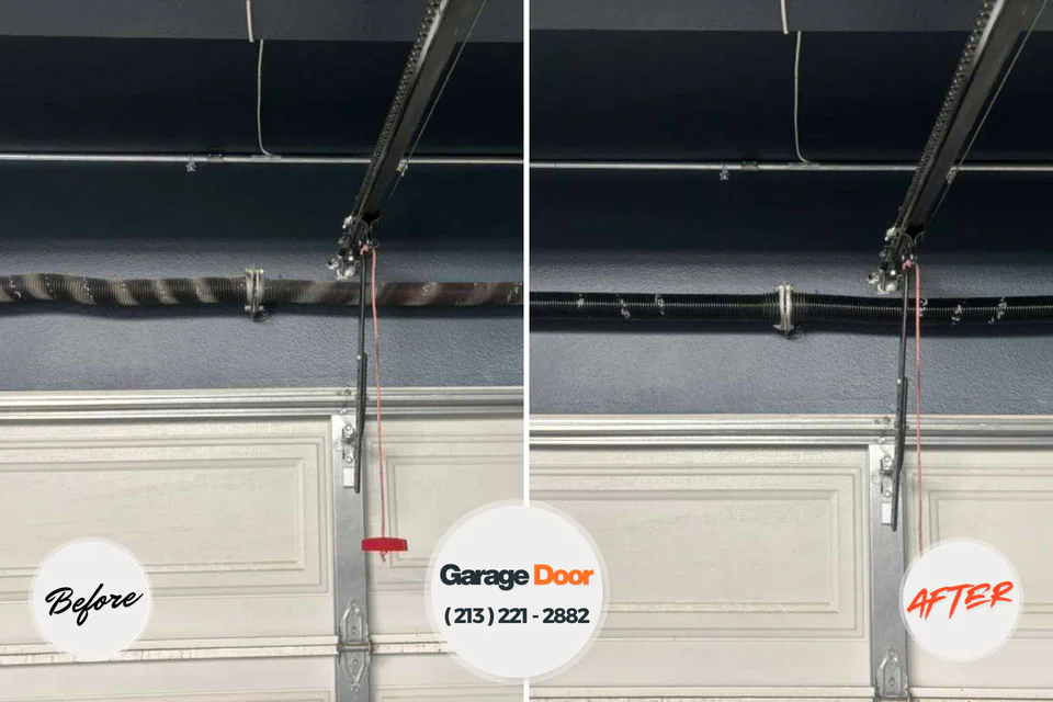 Before and after: garage door repair Red Oak, NC